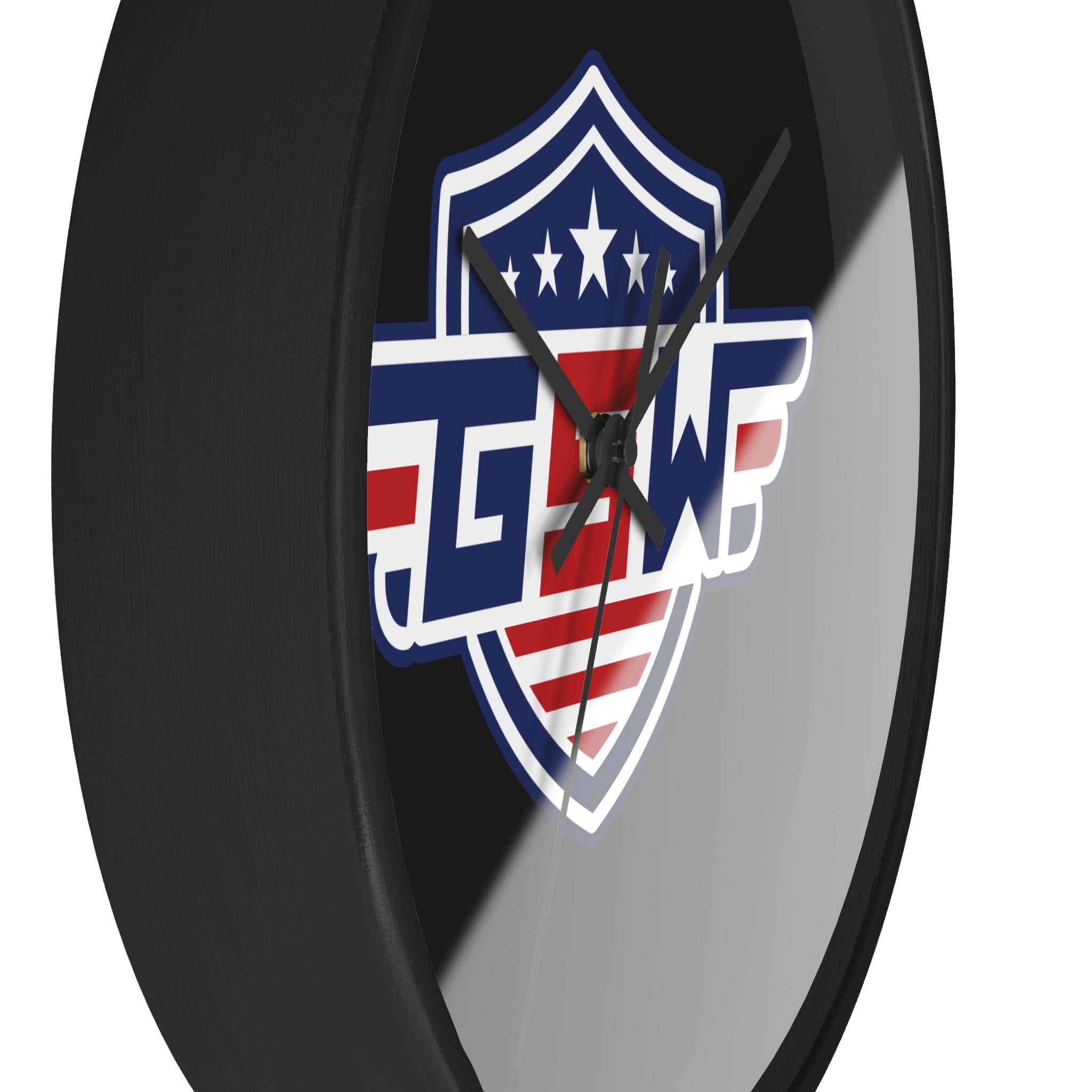 Patriotic Shield Wall Clock — American Flag Emblem Clock