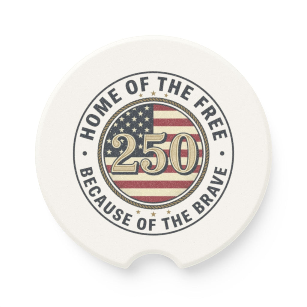 Patriotic "Home of the Free" Soapstone Car Coaster – 250 Vintage Flag Design