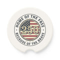 Patriotic "Home of the Free" Soapstone Car Coaster – 250 Vintage Flag Design