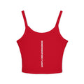 Vertical Text Crop Tank Top — Bold Center Graphic Spaghetti Strap Tank
