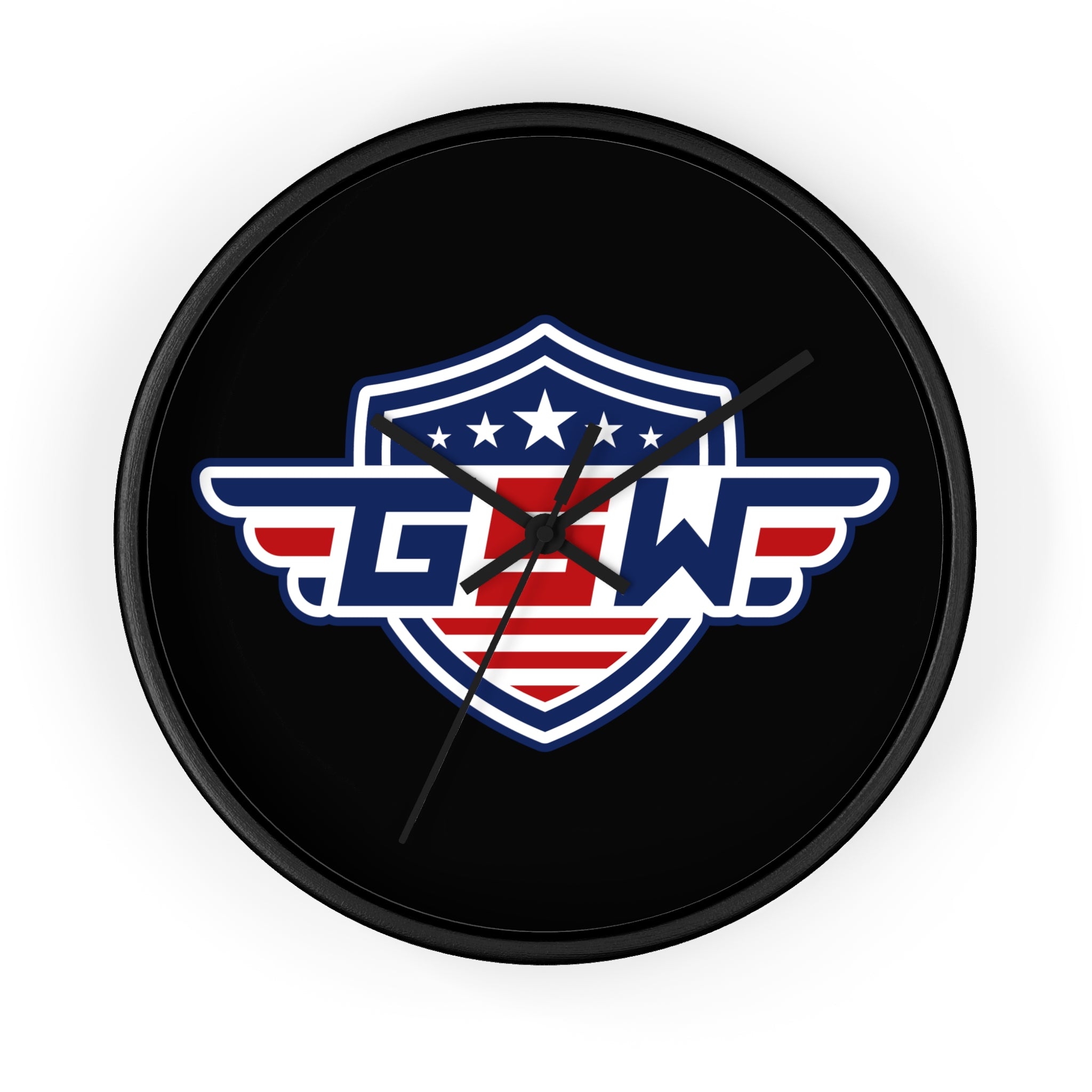 Patriotic Shield Wall Clock — American Flag Emblem Clock