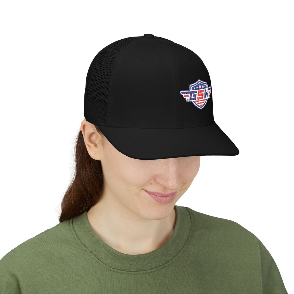 Trucker Cap — Retro Shield Patch "GSWF" Snapback