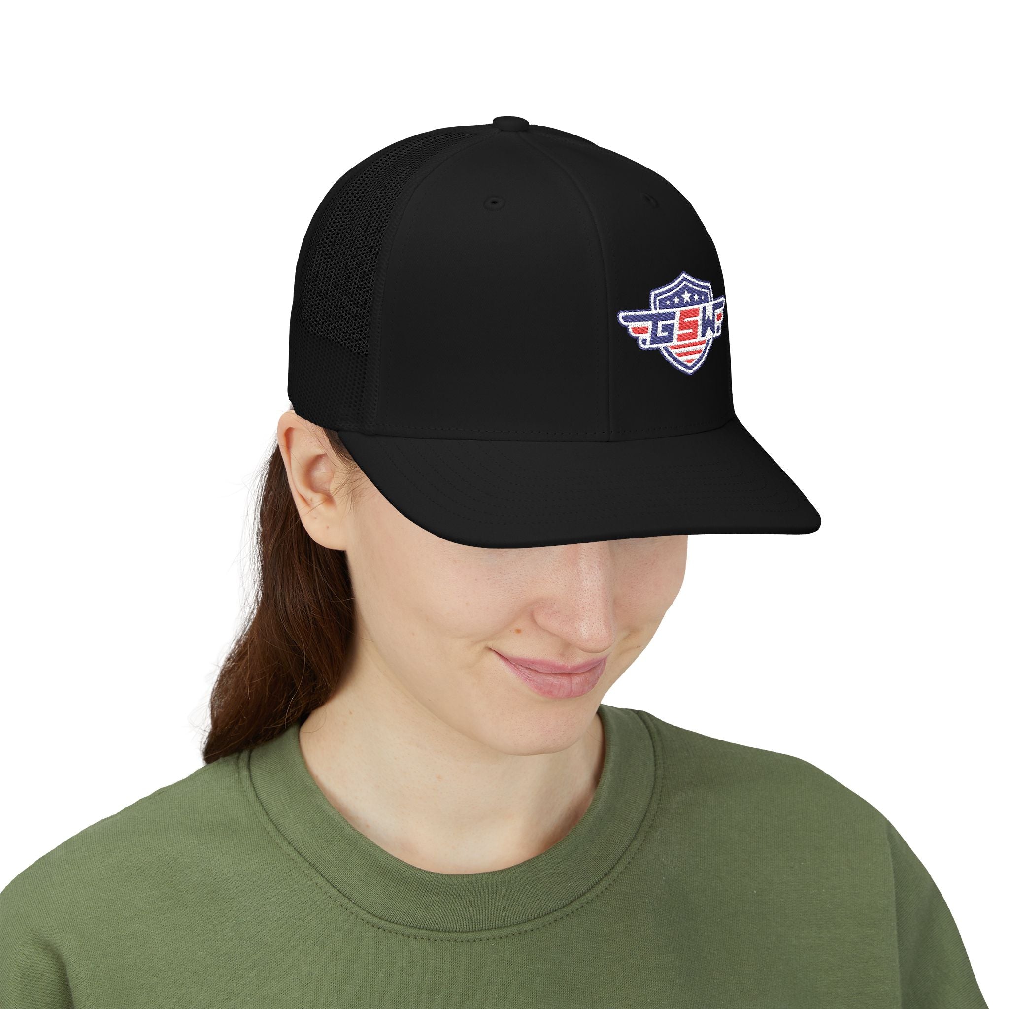 Trucker Cap — Retro Shield Patch "GSWF" Snapback