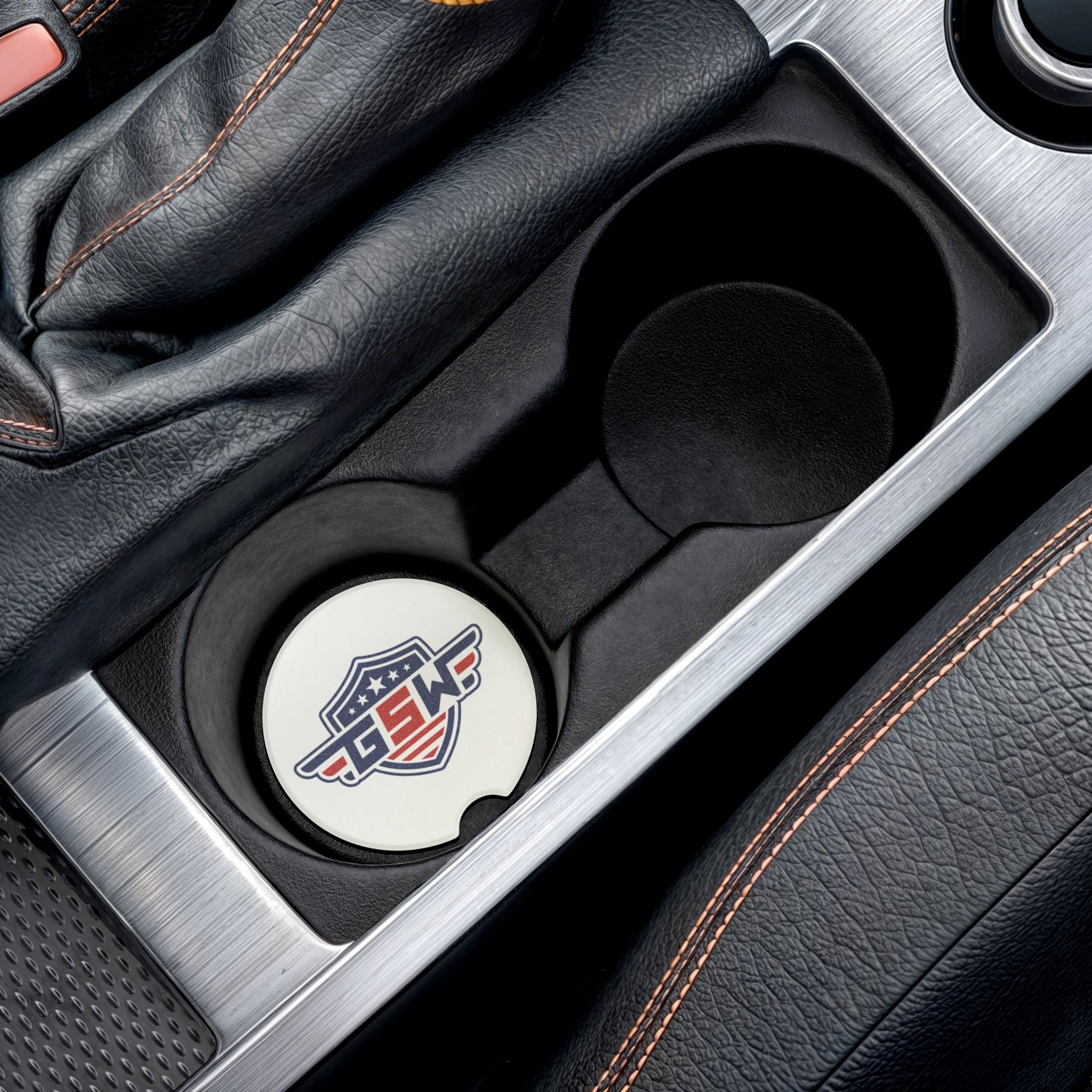 Soapstone Car Coaster — Vintage American Shield Logo Car Cup Holder Coaster