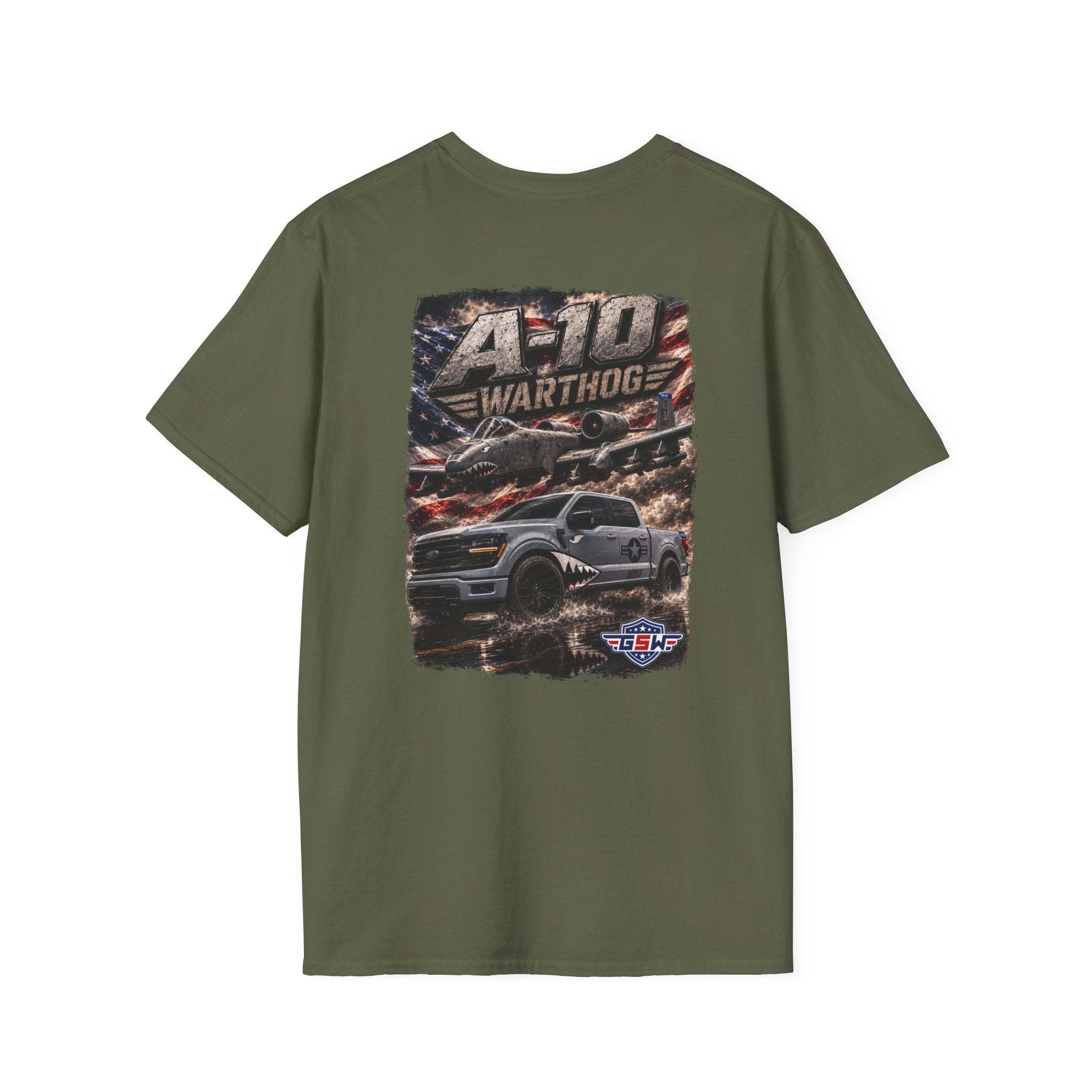 Patriotic GSW Shield Tee — Small Chest Logo American Flag T-Shirt