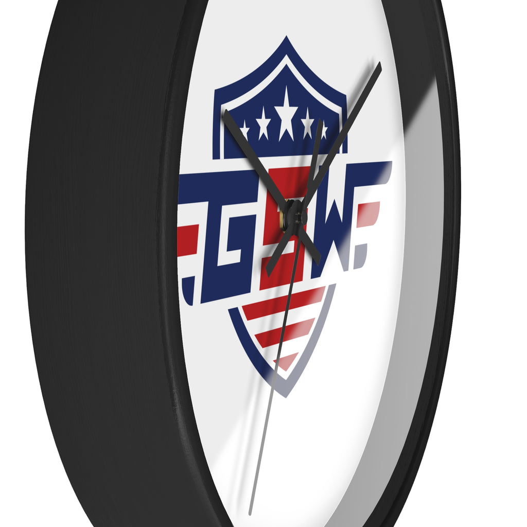Patriotic Shield Wall Clock — American Flag Emblem Timepiece